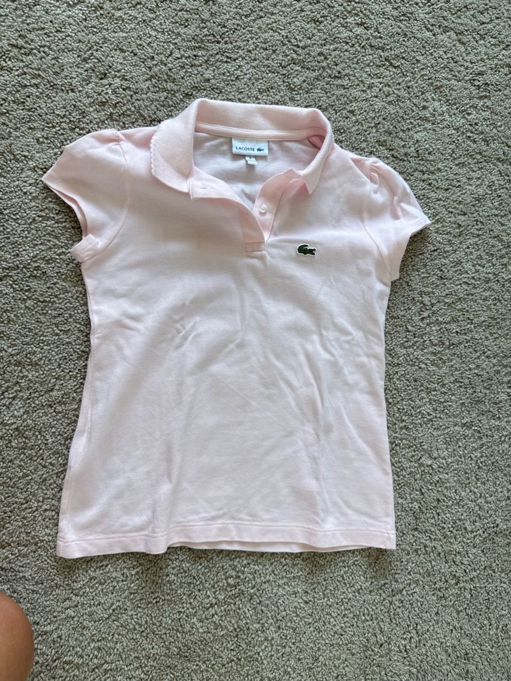 Lacoste Light Pink Girls' Polo with Embroidered Croc